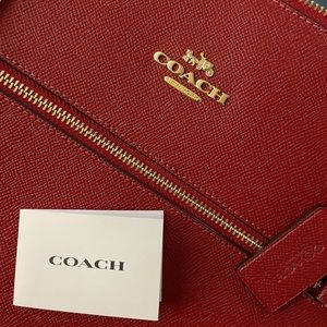 Red coach tote purse